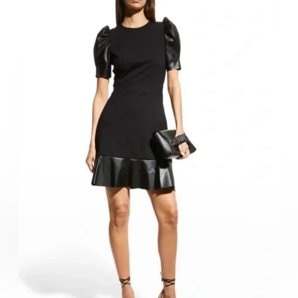 Michael Kors Black Ponte Puff-Sleeve Dress Size Medium